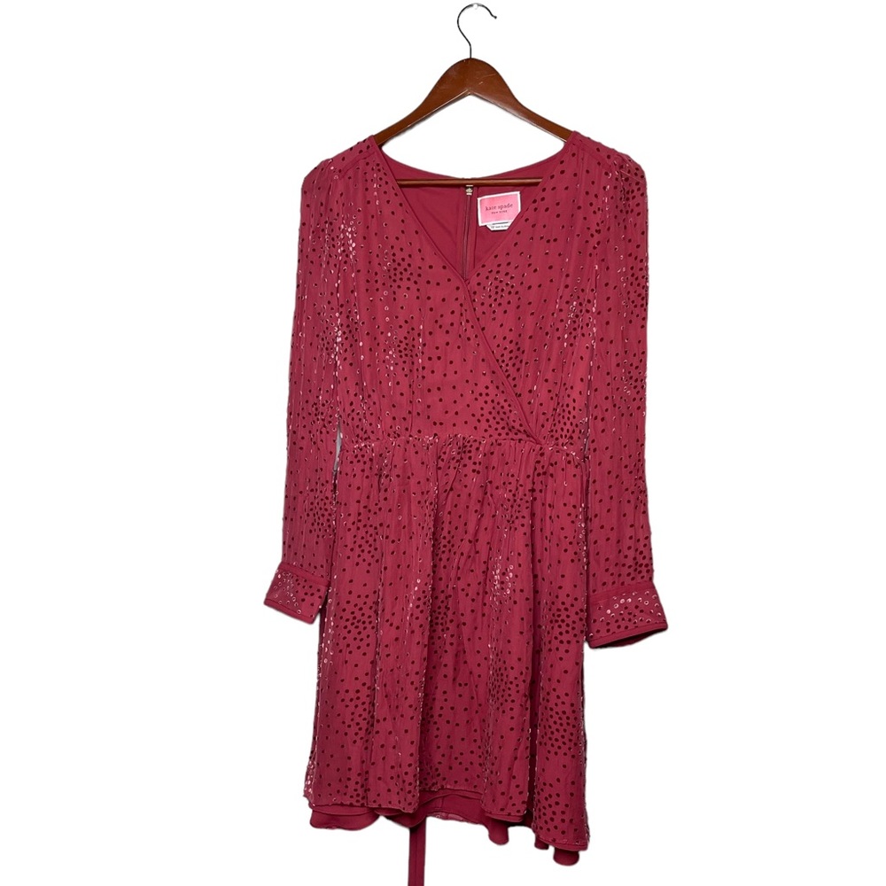 Kate Spade Festive Confetti DVR Mini Dress Velvet Polka Dot Wrap Style Office